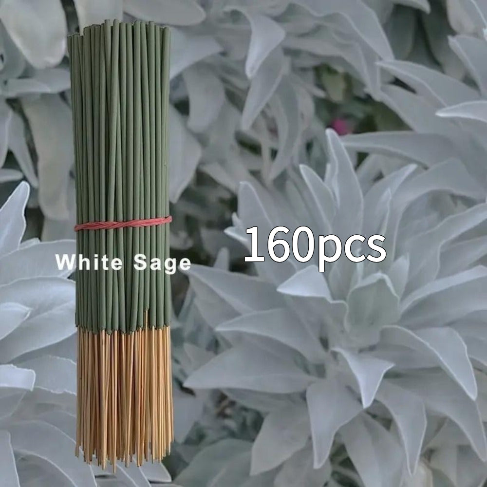 160 Long White Sage Sticks | 8.66 Inch Natural Fragrance | Meditation Yoga Meditation Fragrance | Long-Lasting Fresh Fragrance
