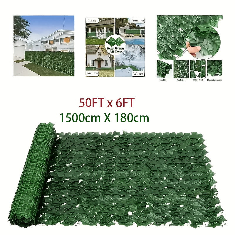 60X120in Artificial Ivy Privacy Fence Screen: Realistic UV-Anti Faux Ivy Hedge Panel, Indoor And Outdoor Decor for Patio, Garden, Balcony, And Fence Cover