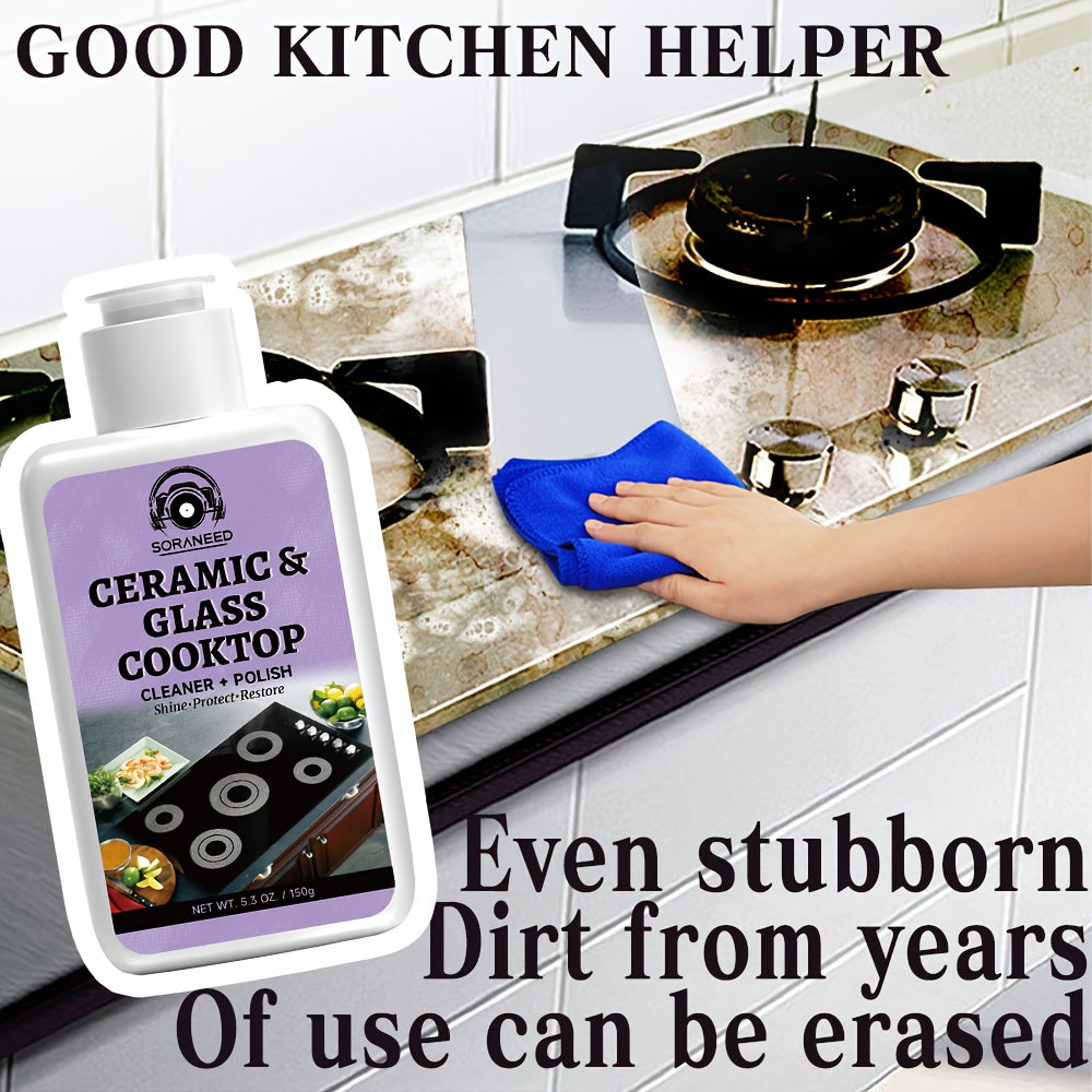 Fast-acting Ceramic Stove Cleaning Kit, A Fast-acting Stovetop Cleaner That Removes Burnt-on Grease And Stains Without Leaving Scratches. Gentle Ingredient, Non-irritating And Non-pungent, No Toxic Residue, A Healthier Home Clean Supplies And Produc