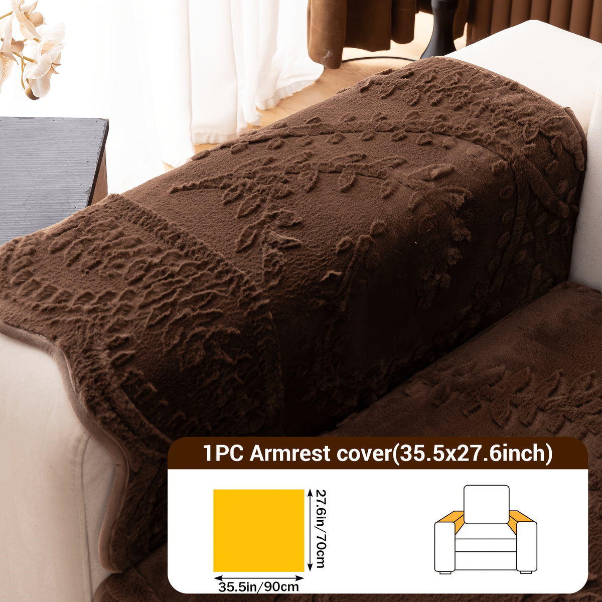 1pc Thickened Quilted Machine Washable Sofa Cushion, Faux Rabbit Fur Comfort Warm Non-slip Plush Sofa Cover, Breathable and Comfortable Pet-friendly for Bedroom, Office, Living Room, Suitable for 2/3/4-seater Sofa, Home Winter Decor, Christmas Gifts