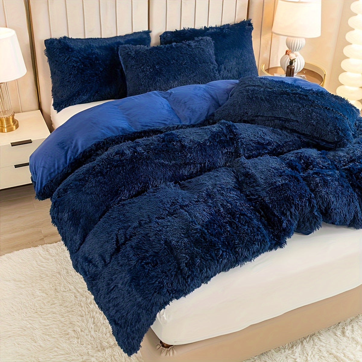 Plush Duvet Cover Set with 2 Pillowcases, 3-Piece Zipper Closure Bedding in Solid and Tie Dye Colors for Bedrooms, Guest Rooms and Dorms, No Insert