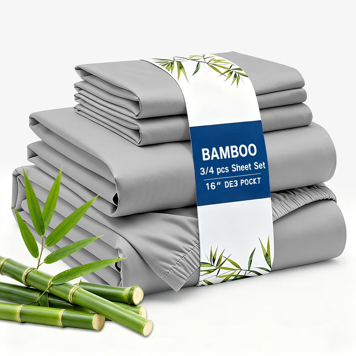 3/4pcs Cooling Bamboo Fiber Sheet Set - 16-Inch Extra-Deep Pocket Sheets - Luxuriously Soft, Hotel-Style Cooling Bedding - Ideal for Hot Sleepers, Wrinkle- And Shrink-Resistant Twin, Full, Queen, And King Sizes