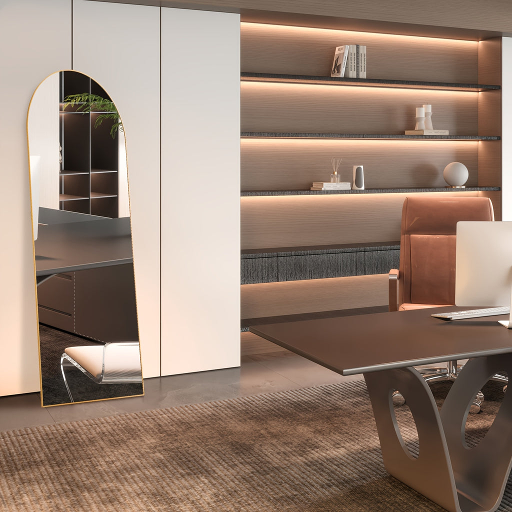 Full Length Floor Mount Mirror-Aluminum Alloy Frame-Arch Mirror Full Length HD-Full Body Mirror-for Bedroom or Living Room
