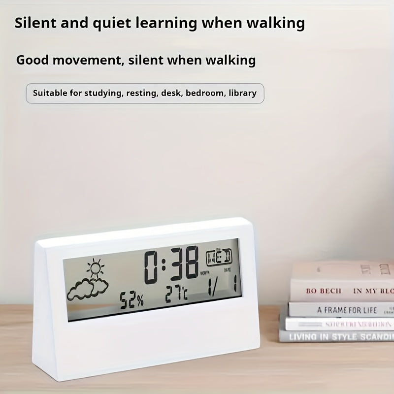 Transparent Desk Clock, Digital Alarm Clock, Reloj Despertador Digital, Transparent Modern Design, Temperature, Humidity, Snooze, Aesthetic Home Decor, Office Decor, Battery Operated Desk Clock for Office, Living Room, Bedroom, Shelf Etc