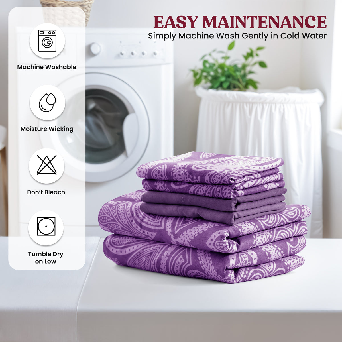 Paisley Microfiber Sheet Set, Soft 100% Polyester Bedding with 16-Inch Deep Pocket Fitted Sheet, Flat Sheet and Pillowcases in Six Bed Sizes