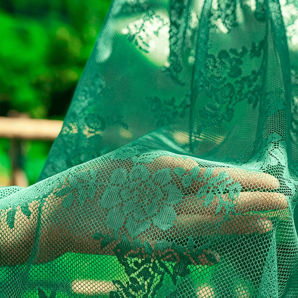 Romantic Pastoral Lace Sheer Curtain for Balcony and Office, Translucent Window Drapery with Floral Pattern, Machine Washable Polyester, Rod Pocket Design - 1pc