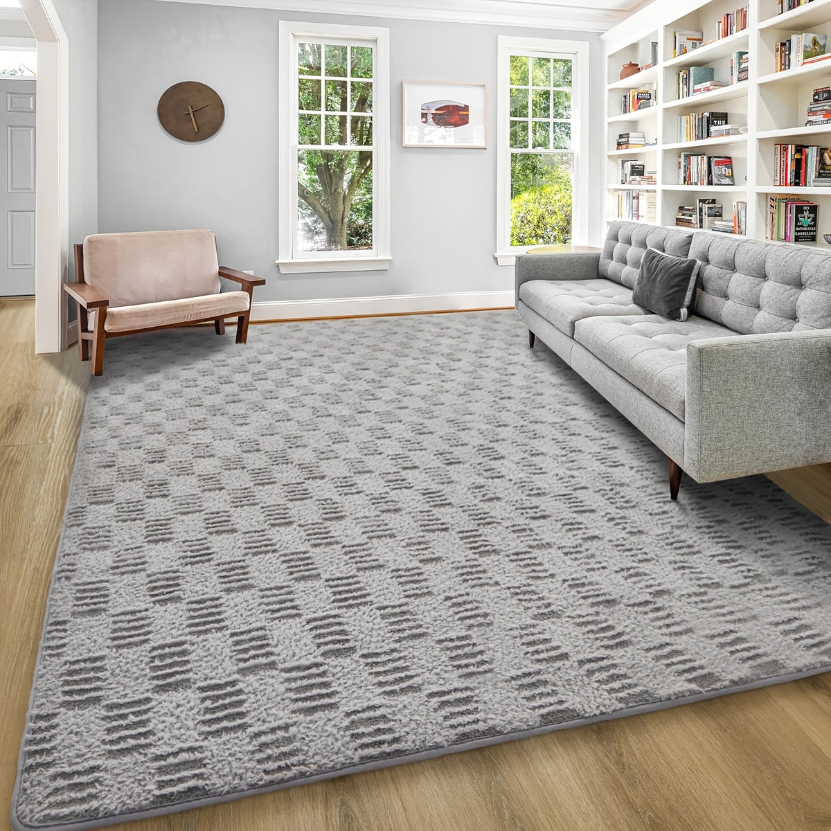 1pc Luxurious Rectangular Shaggy Plush Carpet Rug - Soft, Fluffy, Tie-dyed, Solid, Dark-colored, Non-slip, Machine Washable - Perfect for Living Room Sofa, bed Room, Home High-end Decorative, Easy to Clean, Long-lasting, and Versatile
