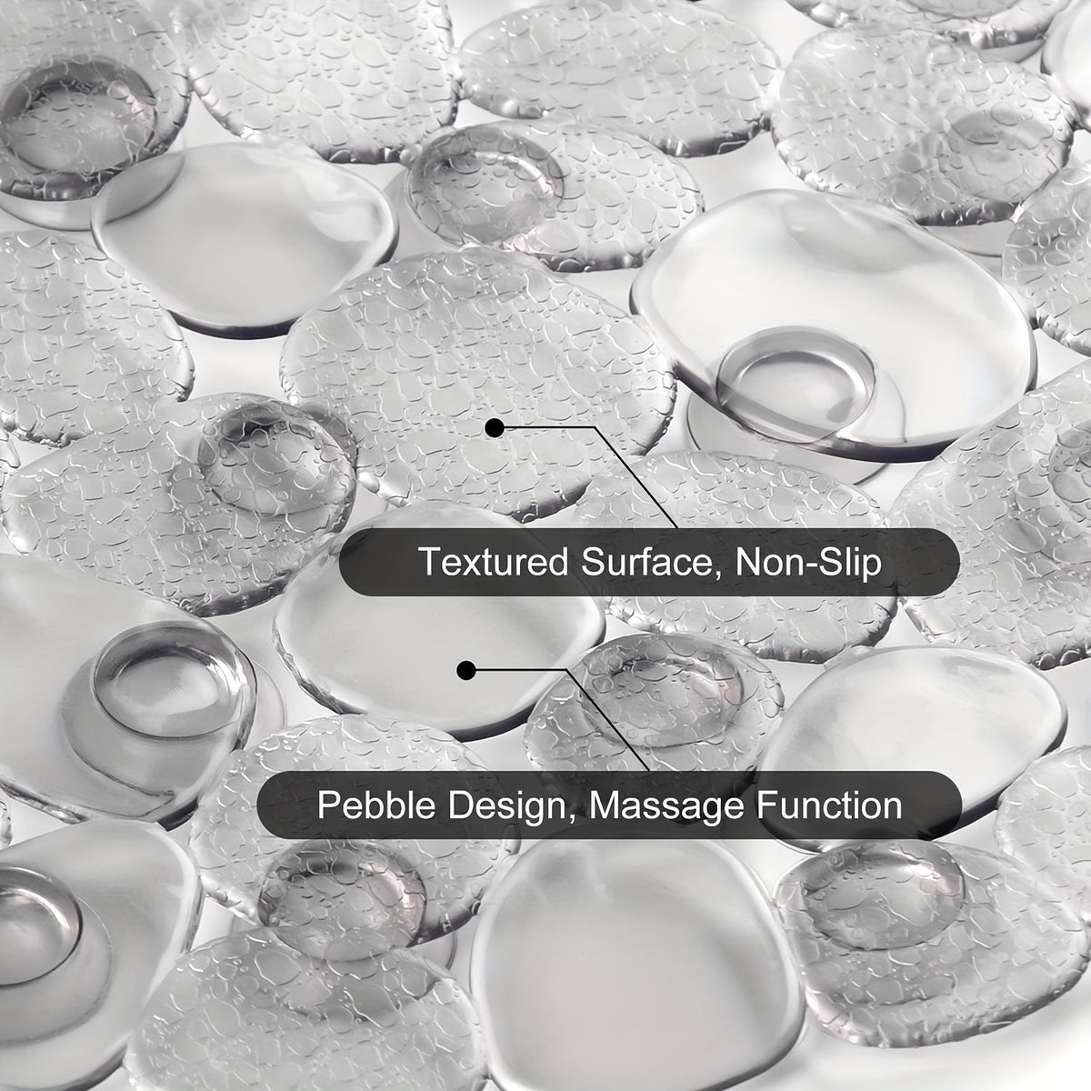 Bathtub Non-Slip Mat 13.8 X 26.8 Inches, Pebble Textured Strong Suction Cup Bath Mat, Double-Sided Anti-Slip Odorless Soft PVC Shower Mat, Small Tub Safety Anti-Fall Mat for Elderly Bathroom Renovation Labor Day Home Upgrade