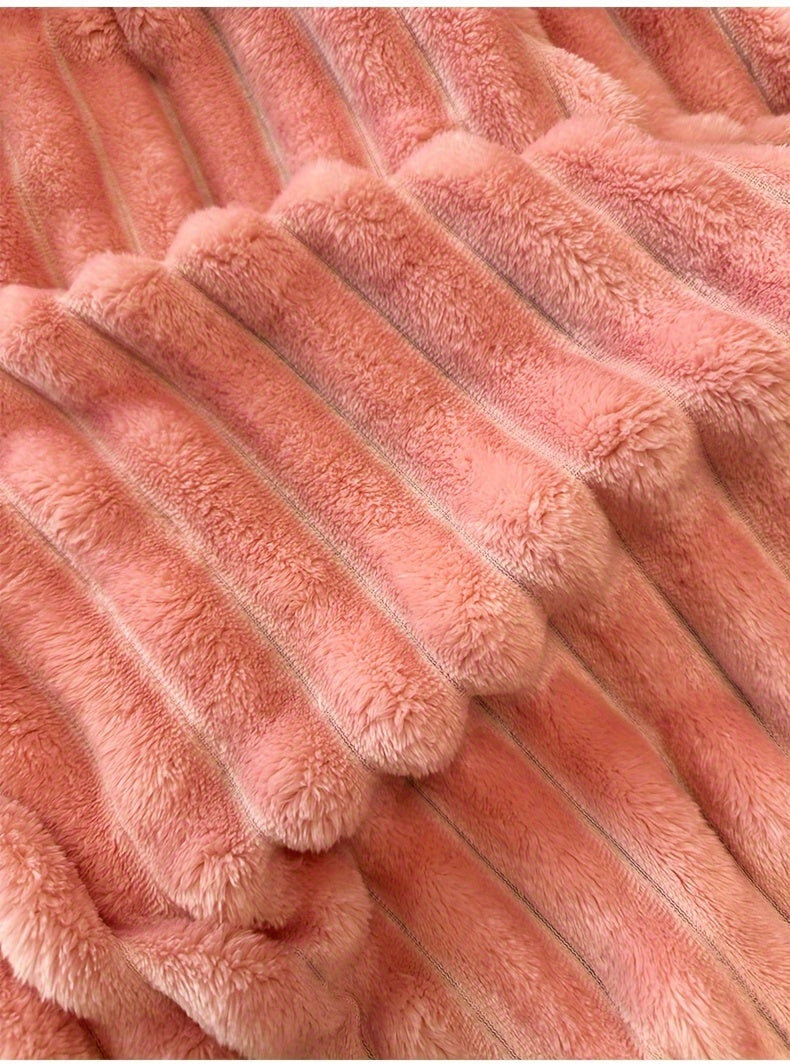 Ultra-Soft Thick Fleece Blanket | Multi-Color, 3D Faux Rabbit Fur, Double-Sided, Ideal for All Seasons, Home, Office, Travel, Camping, Gift for All Occasions
