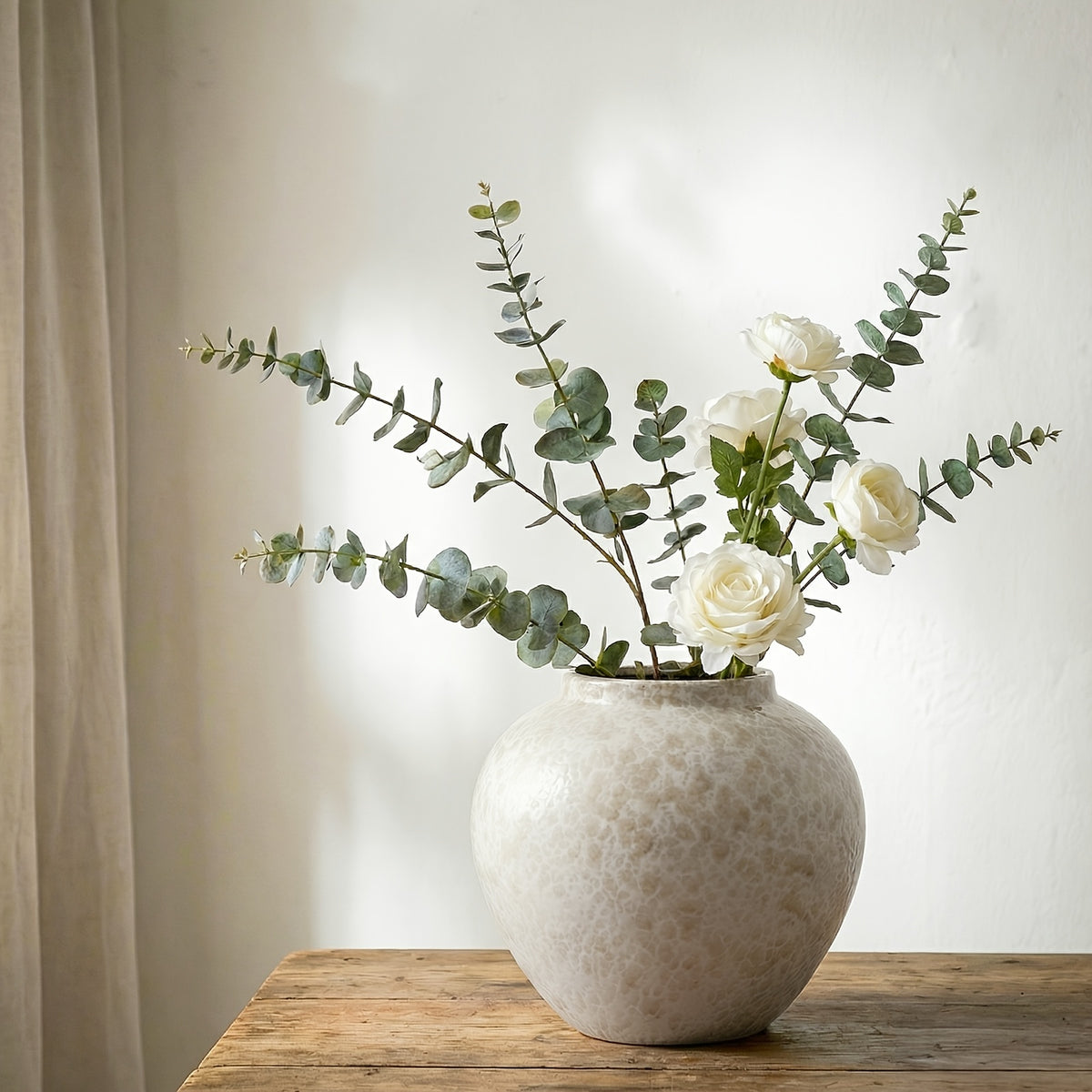 TOMNK Ceramic Flower Vase Home Decor -Large Farmhouse Table Vases Rustic Vintage Living Room Kitchen Bedroom Decorations for House Book Shelf Office Coffee Desk Dining Fireplace (7.9"/13" Tall Rustic)