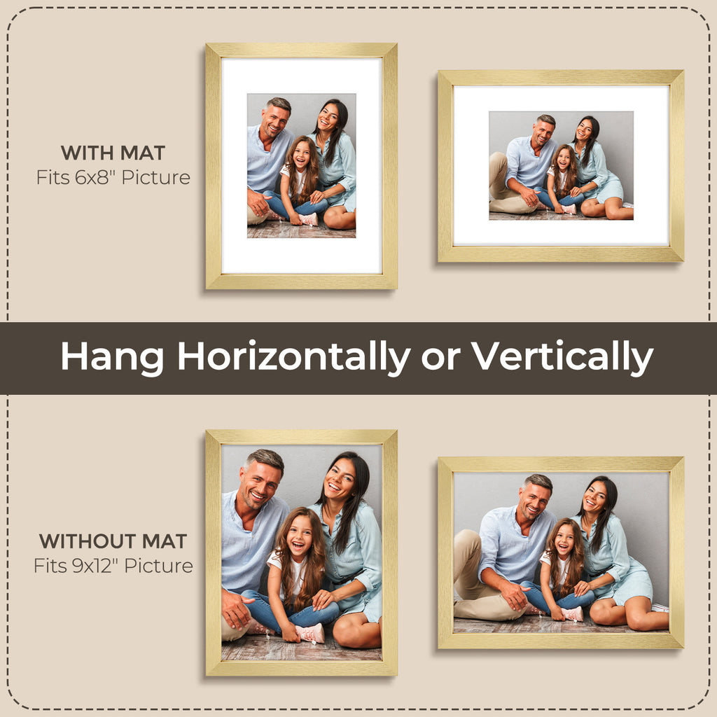 6 Packs 6x8/8x10/9x12/11x14/16x20 Picture Frames Set, Engineered Wood Gallery Wall Frame Set with Plexiglass - Wall Mounting or Tabletop Display
