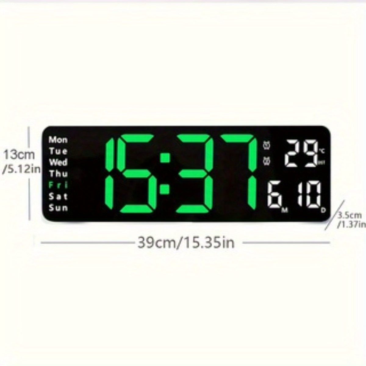 1pc 16inch Smart Digital Wall Clock - Large Color LED Display, Auto 10-Level Brightness, 12/ 24H Time, Temperature/ Humidity Monitor, Dual Alarm with Snooze, USB Powered, Perfect for Living Room/ Office/ Bedroom(Includes Remote Control)