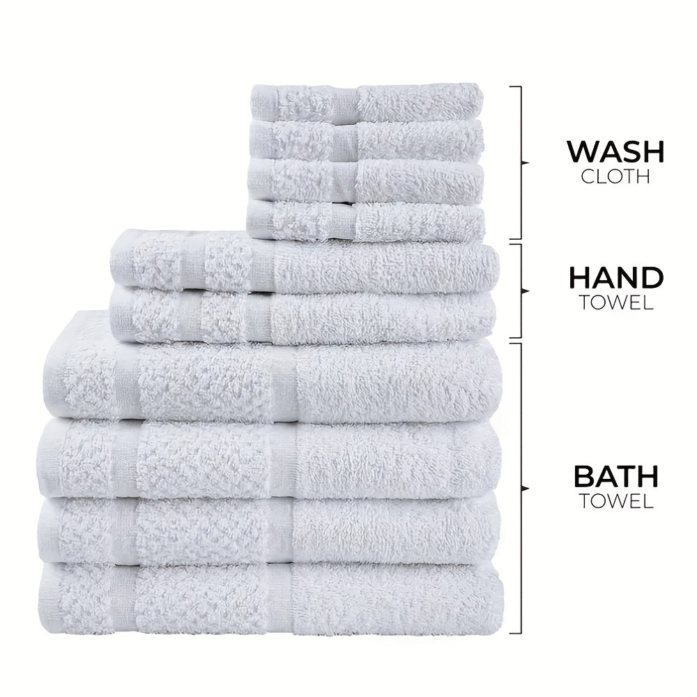 32pcs/16pcs/10pcs Bath Towel Set, 4pcs Bath Towels&2pcs Hand Towels&4pcs Washcloths, Solid Color, Cotton Towel, Absorbent, Quick-drying, Soft And Comfortable, Bathroom Supplies, Towels for Bathroom, Shower And Hotel