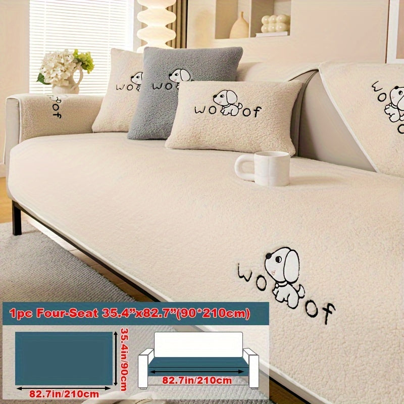 1pc Sherpa Couch Protector, Enhanced Sofa Cover, Suitable for Pets, a Favorite Among Pets, Thick Plush Sofa Shield, Non-Slip Plush Sofa Cover, Furniture Protection Cover, Home Decor for Bedroom, Office, And Living Room