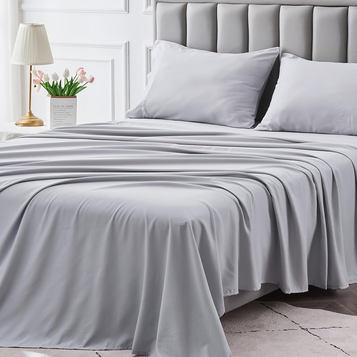 4pcs Queen Size Luxury Hotel-Grade Bed Sheet Set - 2000TC Ultra Soft & Breathable Microfiber with 14" Deep Pocket, Shrinkage & Fade Resistant, Lavender Elegant Deep Pocket Fitted Sheet, Flat Sheet & 2 Pillowcases for Mattresses, All-Season Easy Care Beddi