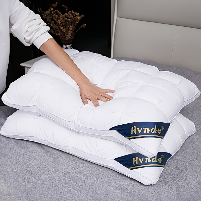 2 Luxury Hotel Quality Pillows | Deep Sleep Neck Support, All-Season, Non-Sinking High Pillow Core, Hypoallergenic Polyester, Modern Design With Soft Satin Cover, Cooling And Neck Pillow, Ideal Gift