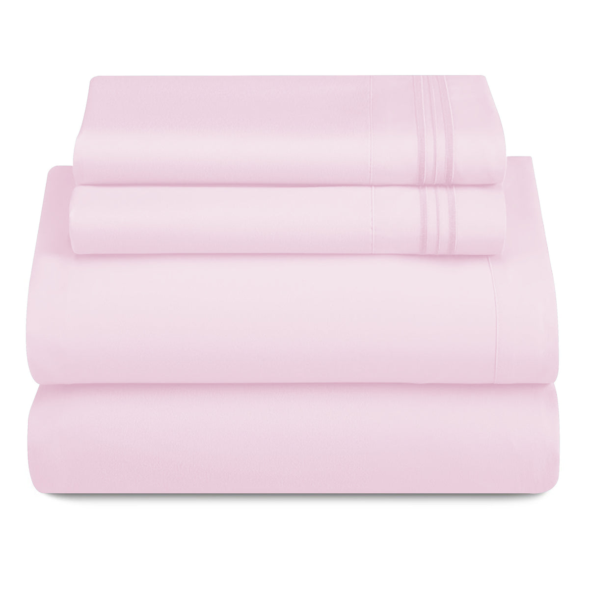 Lux Decor 4 Pieces Solid Bedsheets - 1800 Series Stylish Comfy Bedding Sheet Set - Hotel Luxury Skin Friendly Cooling Sheets & Embroidered Pillowcases Without Filler - Classic Collection With 16 Inches Deep Pocket Room decor - Shrinkage & Fade Resistant