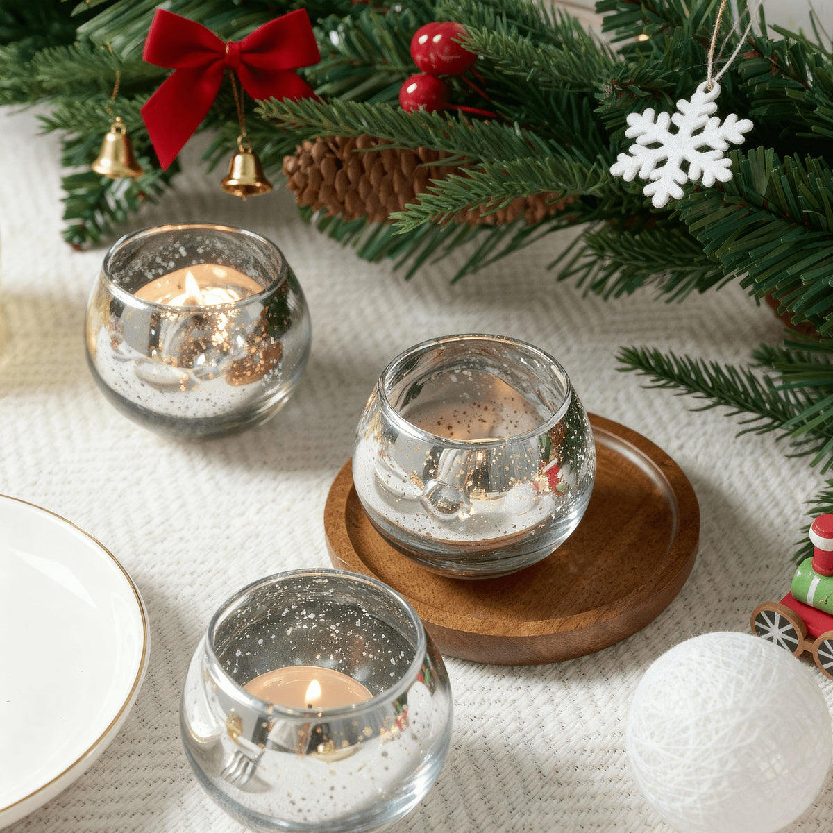 24/6pcs Votive Candle Holders for Wedding, Hurricane Candle Holders Bulk, High-Temperature Glass, Romantic Dinner Additions, Perfect for Weddings, Parties, Birthdays, Thanksgiving, Valentine'S Day Decorations, Golden/Pink/Silver/Blue/Green