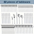 Dishwasher Safe Silverware Set, 60 or 90 Piece Stainless Steel Cutlery with Gift Box, Listed Steak Knives, Salad Forks and Dessert Spoons for Home Dining