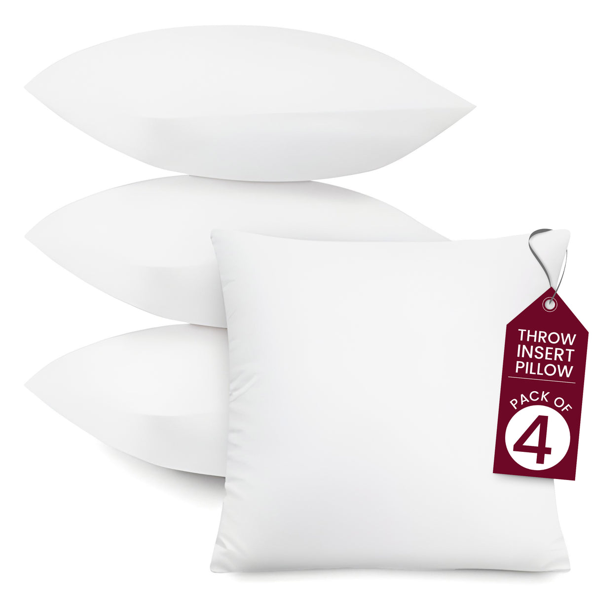 Lux Decor 4/8 Pack Throw Pillows - Down Alternative Pillow Inserts For Decoration - Throw White Pillows For Bed & Couch, Luxury Soft Fluffy Pillows For Living Room, Hypoallergenic Filled Square Cushion Throw Pillow, Washable & Cozy Bedroom Accessories