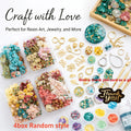 Mixed Dried Flowers for Crafts, 4 Box Flower and Leaf Set with Greeting Card for Resin Jewelry, DIY Botanical Art and Holiday Home Decorations