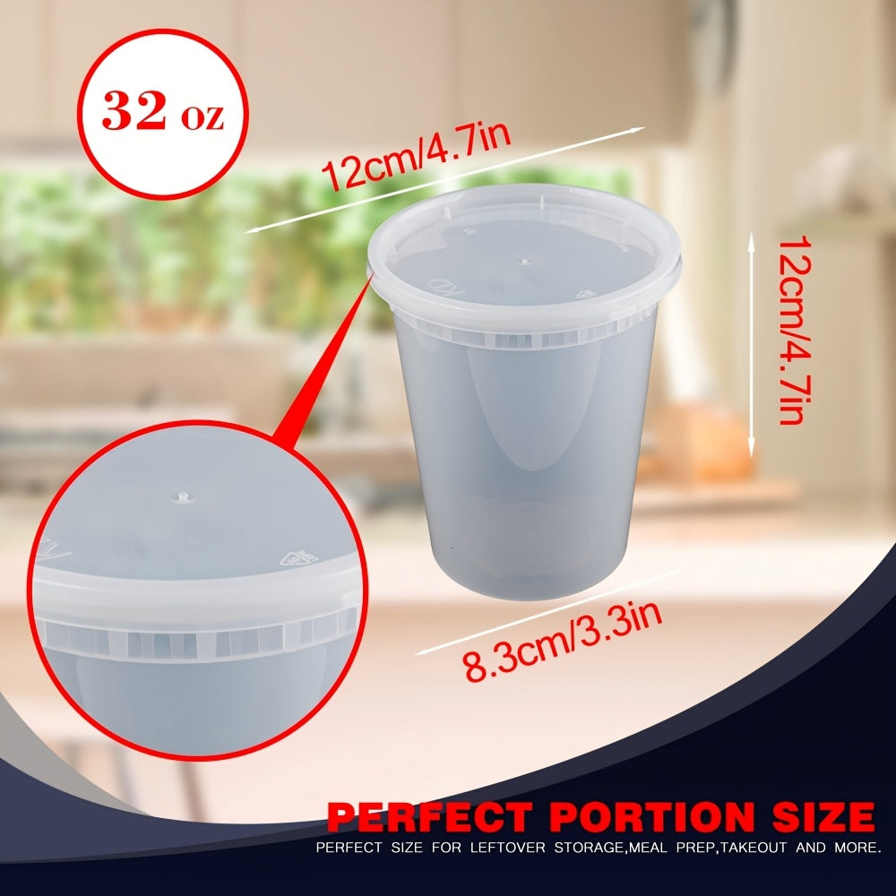 60pcs (30 Containers & 30 Lids) Durable Leakproof Deli Containers with Lids Set - Ideal Choice for Takeout Meal Preparation, BPA-Free, Microwave & Dishwasher & Freezer Safe - 32oz Stackable Sealed Fresh Container, Ready-to-Eat Packaging Kit