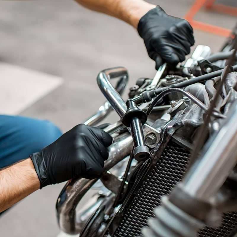 Disposable Black Nitrile Gloves - Durable, Tear Resistant, Powder Free, Free, Frosted Fingertips Enhance Grip Strength - Suitable for Kitchen, Cleaning, Pet Care, Car Repair, Gloves