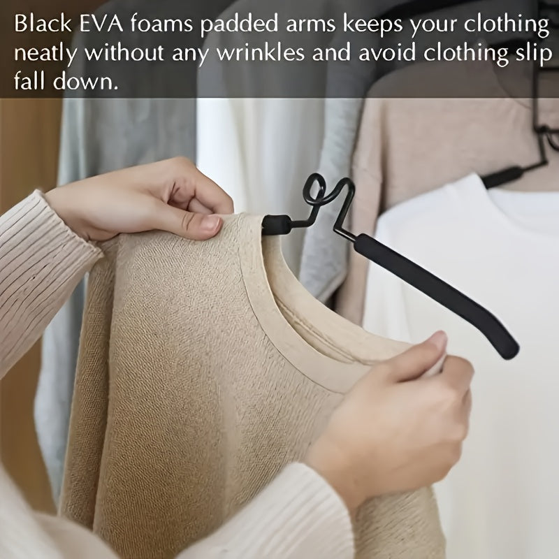 2-Pack Heavy Duty 5-in-1 Metal Space Saving Hangers | Non-Slip Foam Mats for Coats, Sweaters, Suits & T-Shirts