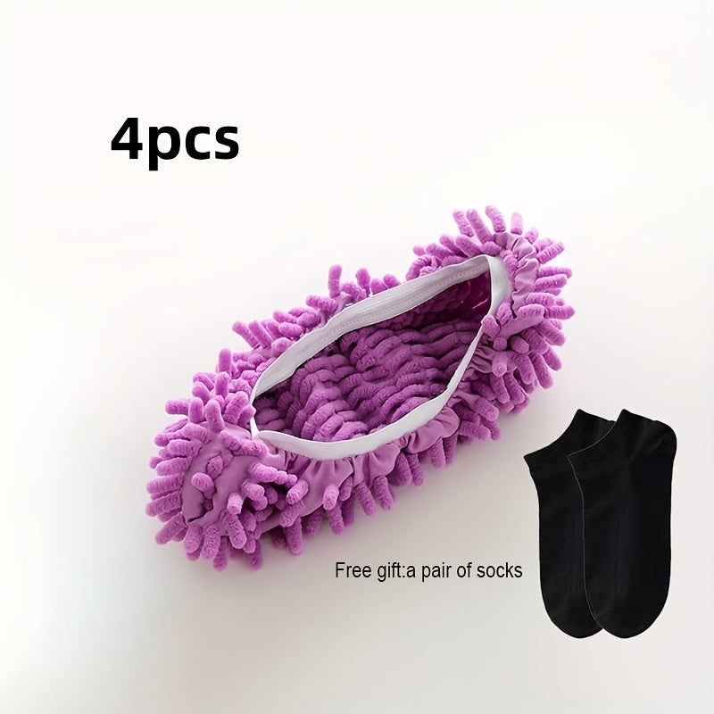 Lazy Mop Slippers Reusable Detachable Washable Chenille Dust Mop Shoes Cover for Floor Cleaning No Electricity Household Cleaning Tool for Living Room Bedroom Halloween Christmas Gifts