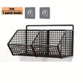 Wall Mounted Produce Basket, Black Three Compartment Wire Kitchen Storage Organizer for Garlic, Onions, Vegetables and Spices in Compact Spaces