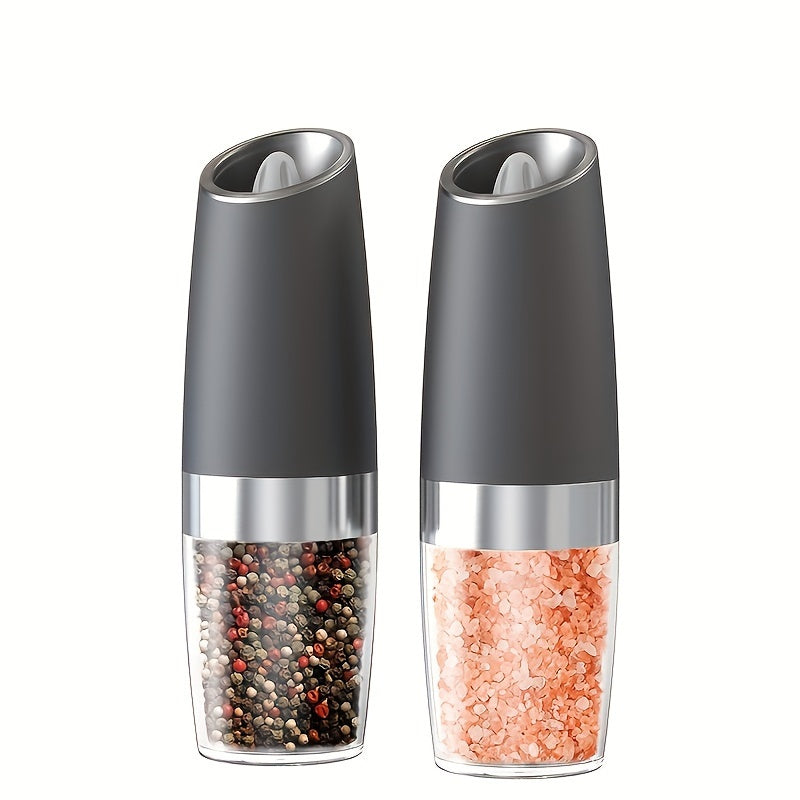 1pc/2pcs Electric Salt and Pepper Mill with Tilt Grinding, Pepper Grinder Suitable, Large Capacity ABS Mills, Adjustable Coarseness, One-Hand Operation & LED Light, Holiday Gifts for, Christmas