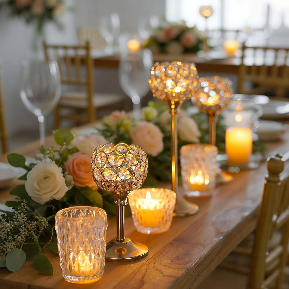 3pcs Crystal Candle Holder, Windproof Candle Holder, Christmas, Halloween Candlelight Dinner Photo Props, Wedding Anniversary Wedding Decoration, Home Hotel Decoration, Birthday Gift, Suitable for Table Center Decoration, Wedding, Catering