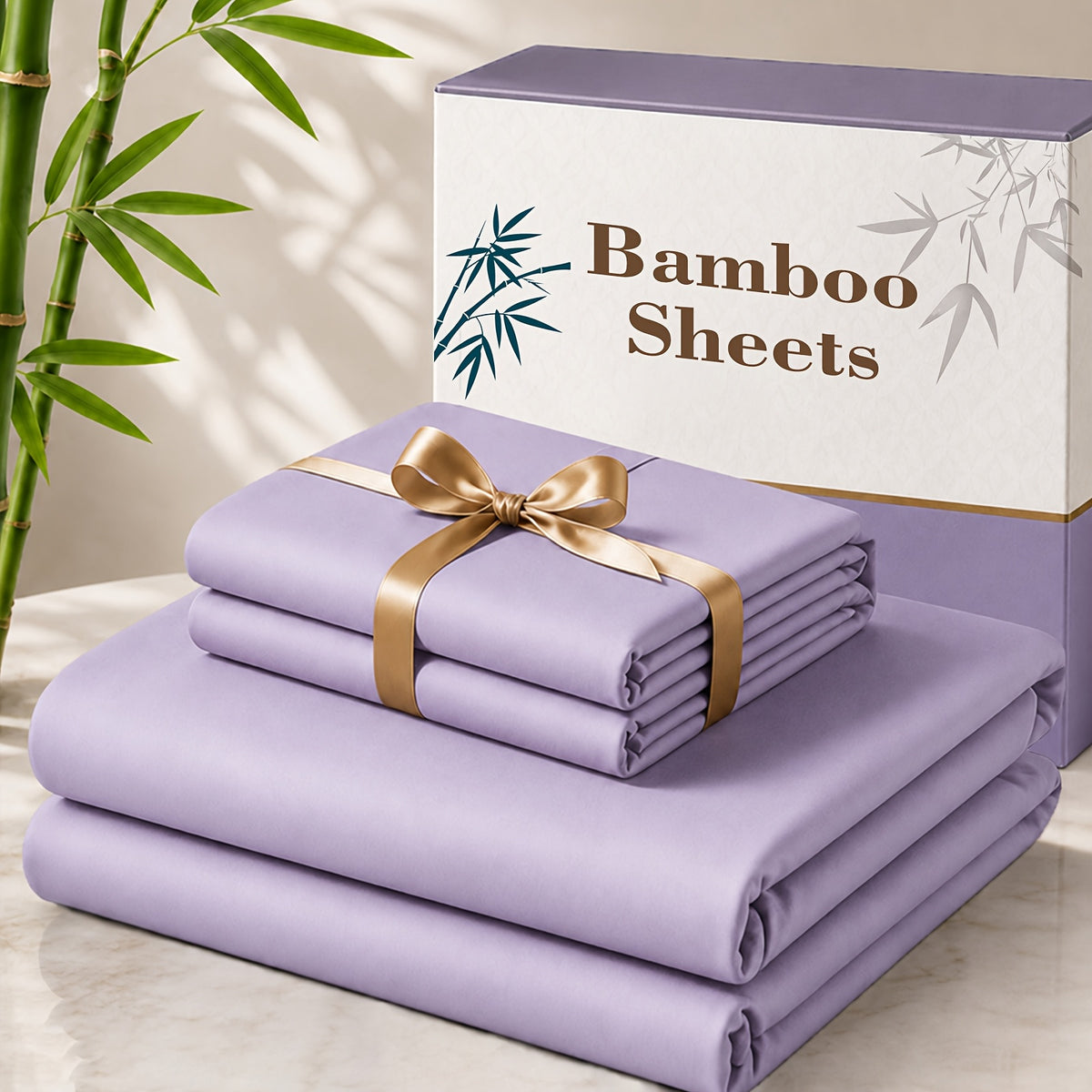 3/4pcs Cooling Bamboo Bed Sheet Set, 3000 TC Extra Deep Pocket 20 Inch Bed Sheet, Children Luxury Soft Hotel & Cooling Sheet Set for Hot Sleepers, Wrinkle And Shrink Resistant, Fitted Sheet And Flat Sheet And Pillowcases, Twin/Full/Queen/King