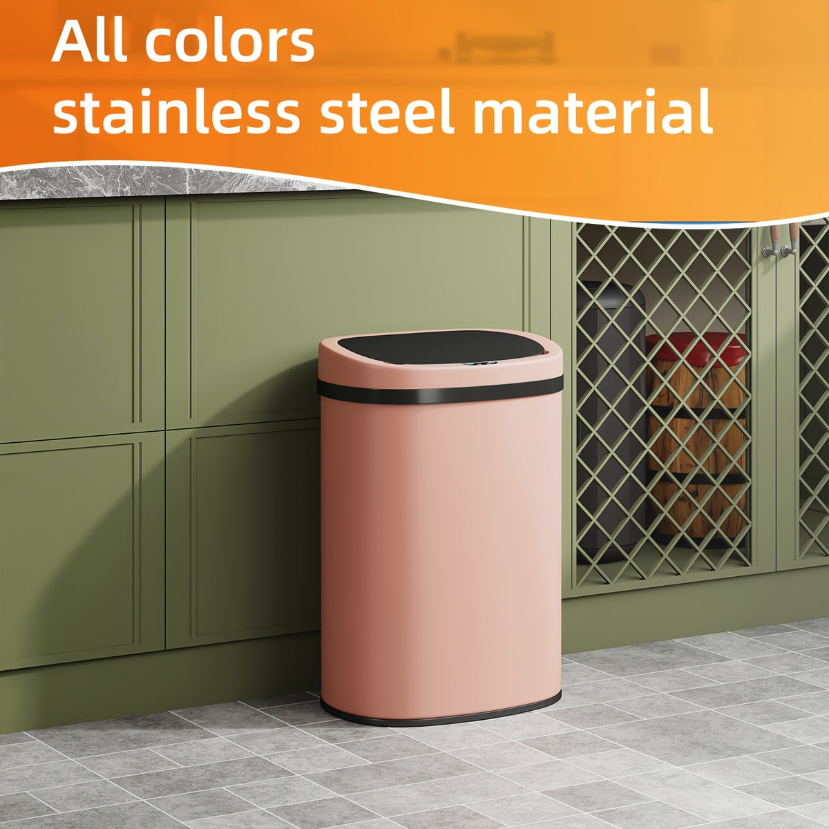13 Gallon Trash Can Kitchen Waste Bin 50L, Automatic Garbage Can Touchless Motion Sensor, for Office Bedroom Living Room Trash Can
