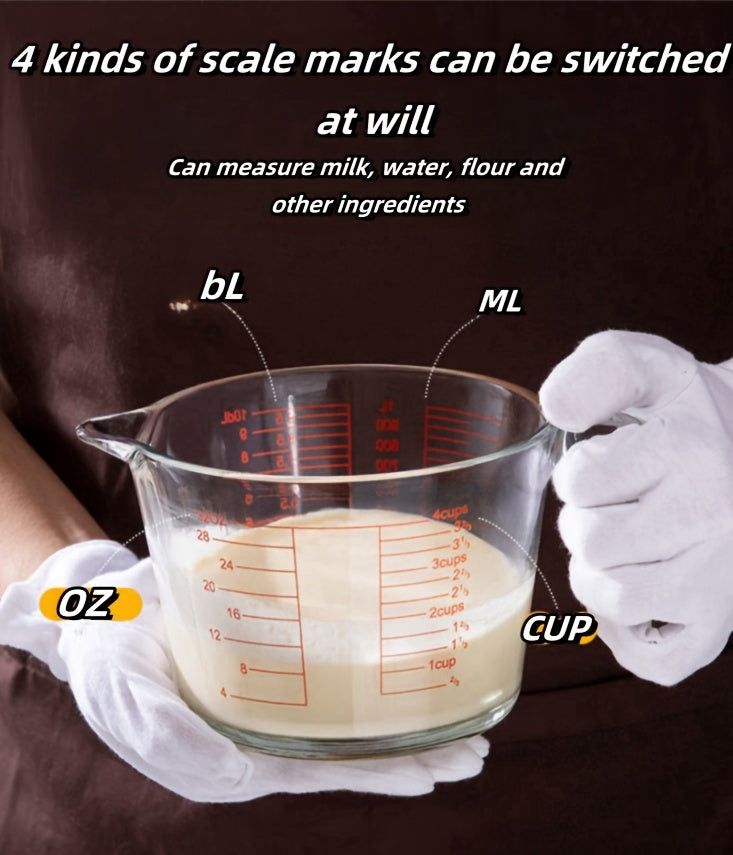 4/9pcs Glass Measuring Cup Set, Including Tempered Glass Liquid Measuring Cups And 100ml Coffee Cups, Essential Kitchen Tools Glass Measuring Cups