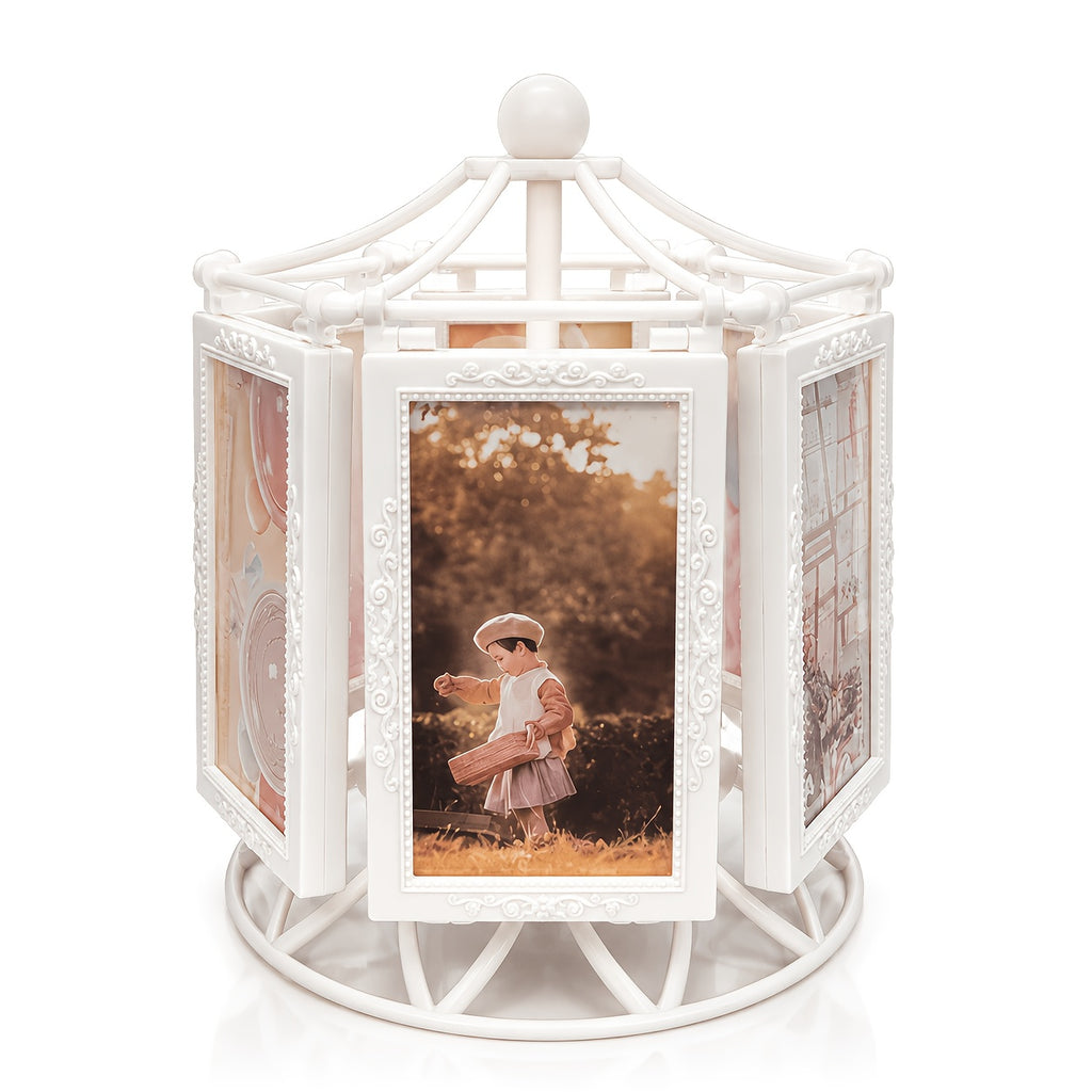 Vintage Rotating Ferris Wheel Photo Frame - 8 4-inch Photo Frames - Exquisite Living Room, Bedroom, Desk Furnishings - Perfect for Valentine'S Day, Birthday, Christmas Gifts (Frame Material ABS Plastic)