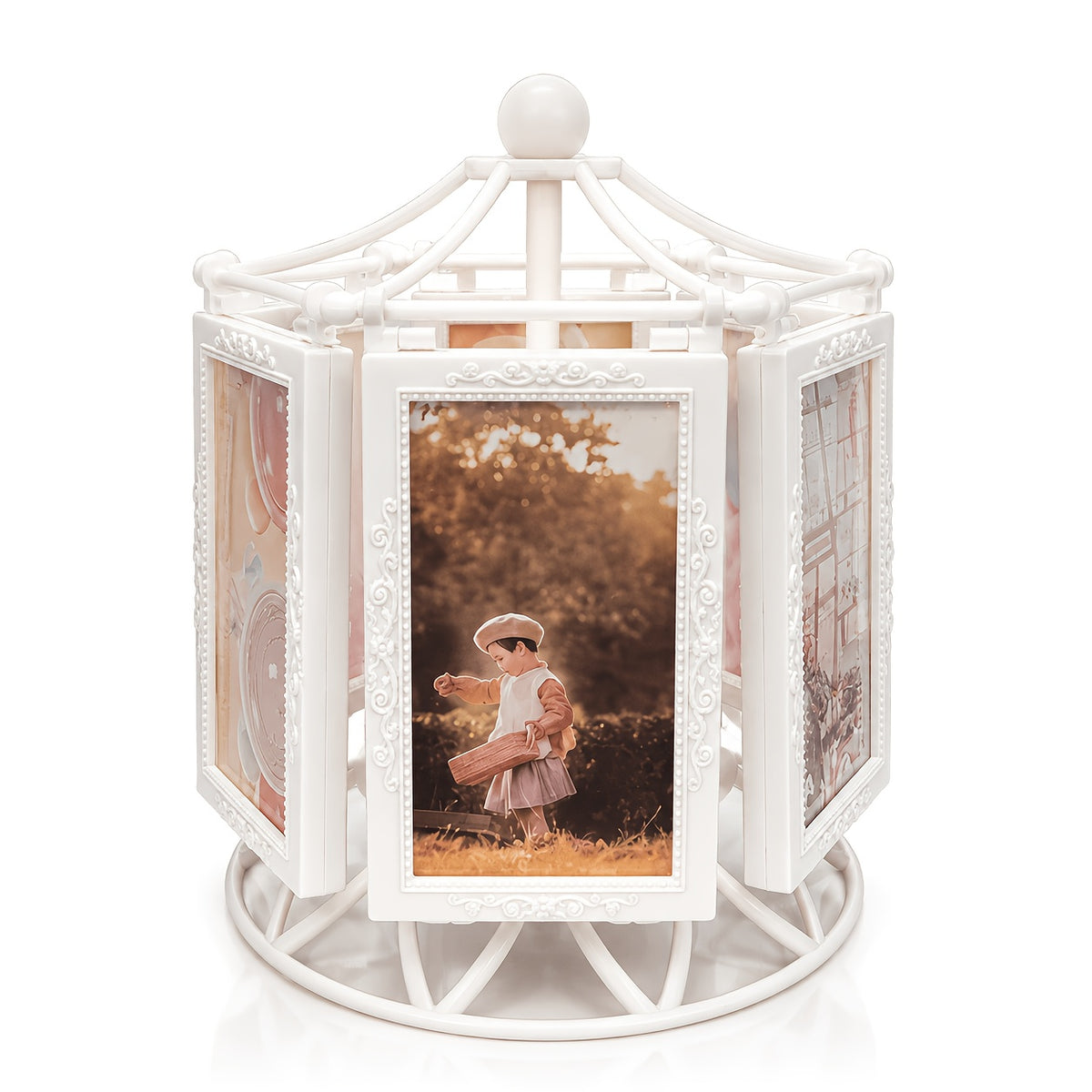 Vintage Rotating Ferris Wheel Photo Frame - 8 4-inch Photo Frames - Exquisite Living Room, Bedroom, Desk Furnishings - Perfect for Valentine'S Day, Birthday, Christmas Gifts (Frame Material ABS Plastic)