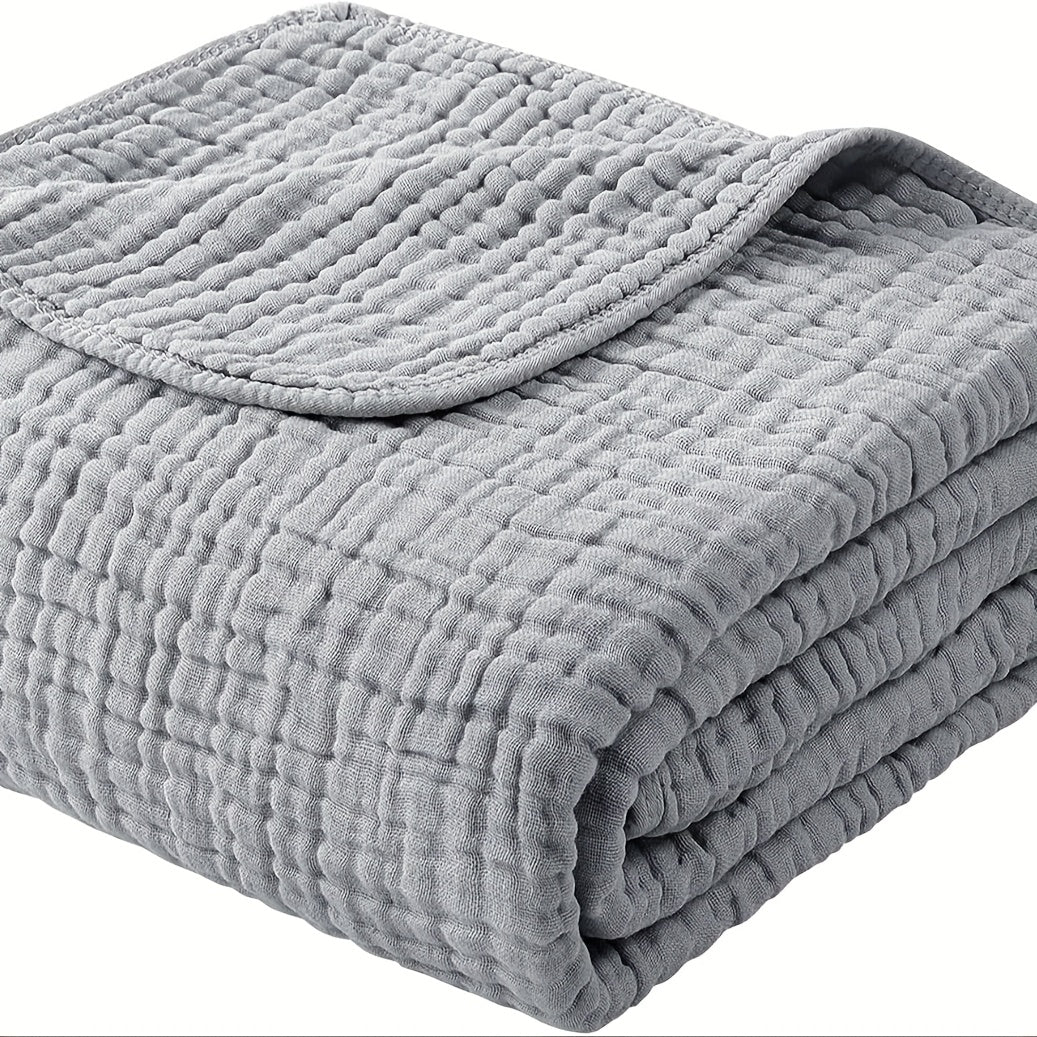 100% Cotton Muslin Blanket 6 Layer, Soft Morandi Color Gauze Blanket for Couch & Bed, Lightweight & Breathable Blanket for All Season, Machine Washable