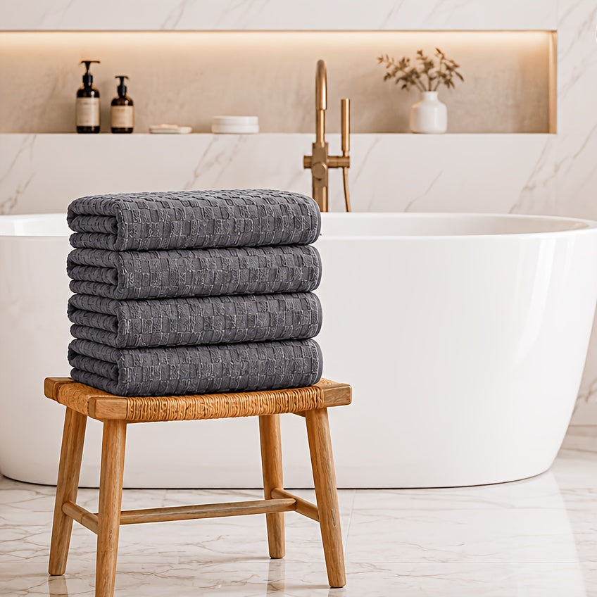 4-Piece Oversized Bath Towel Set, 32 x 64 Inch Quick-Dry Microfiber Bath Sheets, Ultra-Soft Absorbent Towels for Home, Family, Hotel, Spa & Everyday Bathroom Use