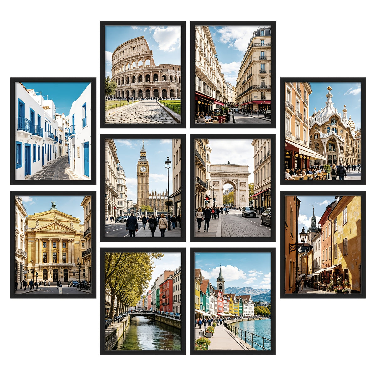 Black 10pcs 11x14 Picture Frame, Display Pictures 8x10 With Mat Or 11x14 Without, Multi Photo Frames Collage For Wall Display, Suitable For Displaying Photos