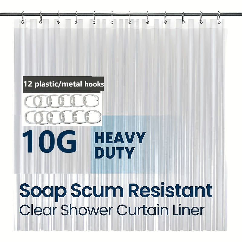 Bathroom Shower Curtain Plastic Shower Curtain Premium PEVA with Rust-Proof Grommets Clear 8G Bathroom Additions 72X72 (Randomly Gift Bath Balls)