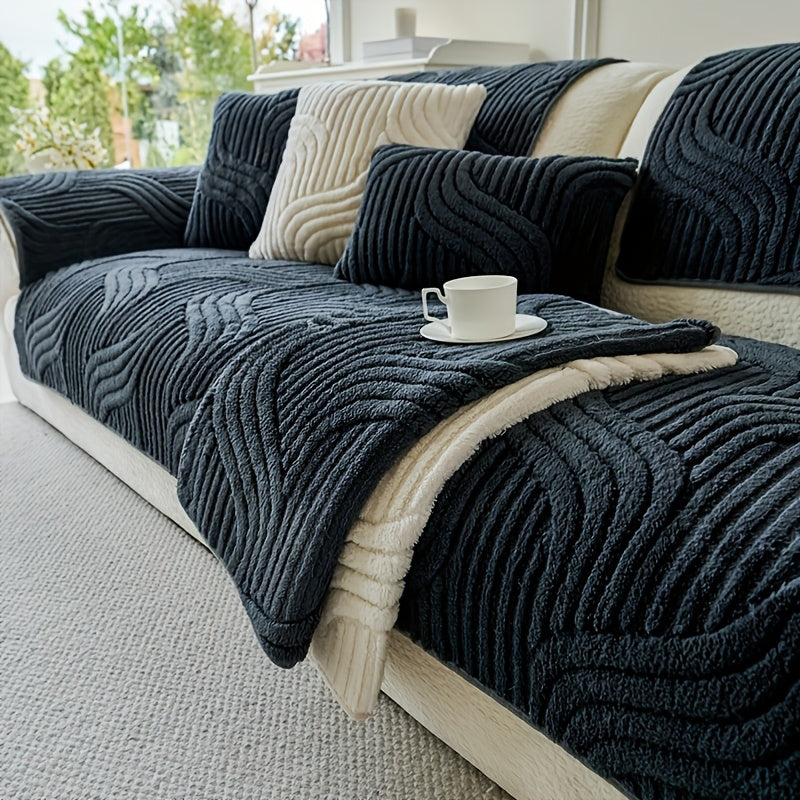 Modern Luxury Faux Non-Slip Sofa Pad, Bohemian Plush Slipcover, Non-slip, All Season, Easy Care, Machine Washable, Pet Friendly, Soft And Comfortable - Perfect for Living Rooms, Bedrooms, Office Home Decor