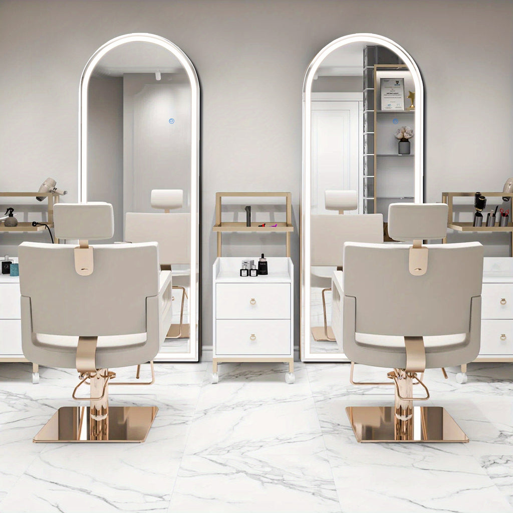 Aluminum Frame Full Length Mirror, Arched or Rectangular Dressing Mirror with LED and Unlighted Size Options for Bedroom and Living Room Decor