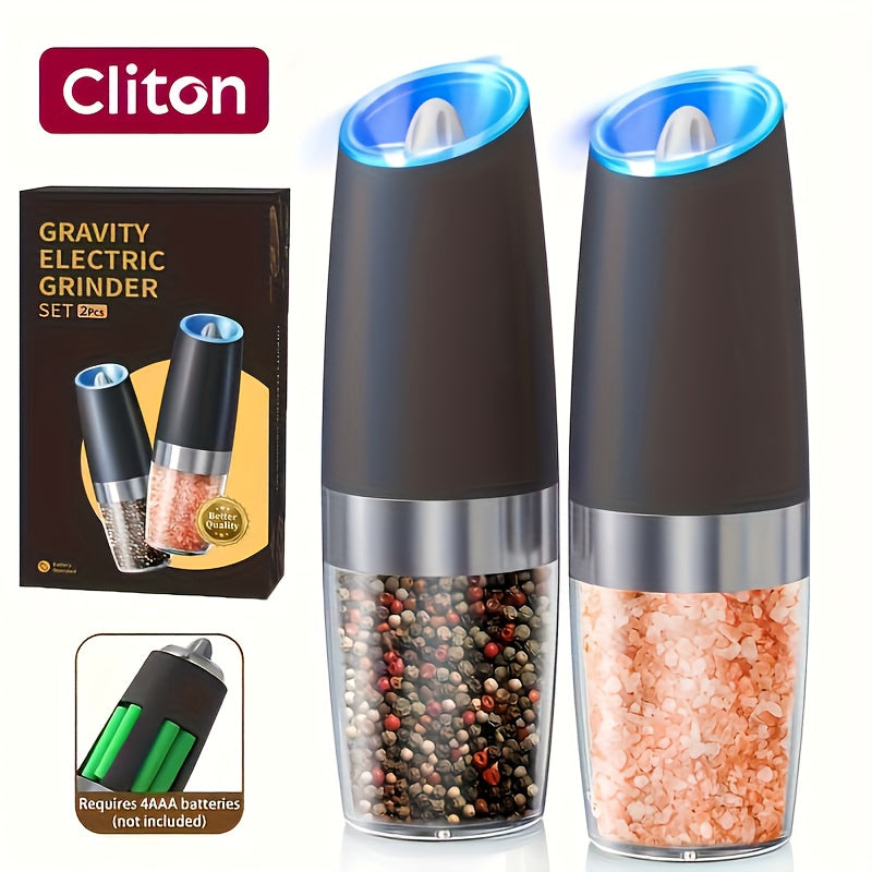 1pc/2pcs Electric Salt and Pepper Grinder Set with LED Lights - Large Capacity, Gravity-Driven Mechanism, Multi-Color Options (Red/)