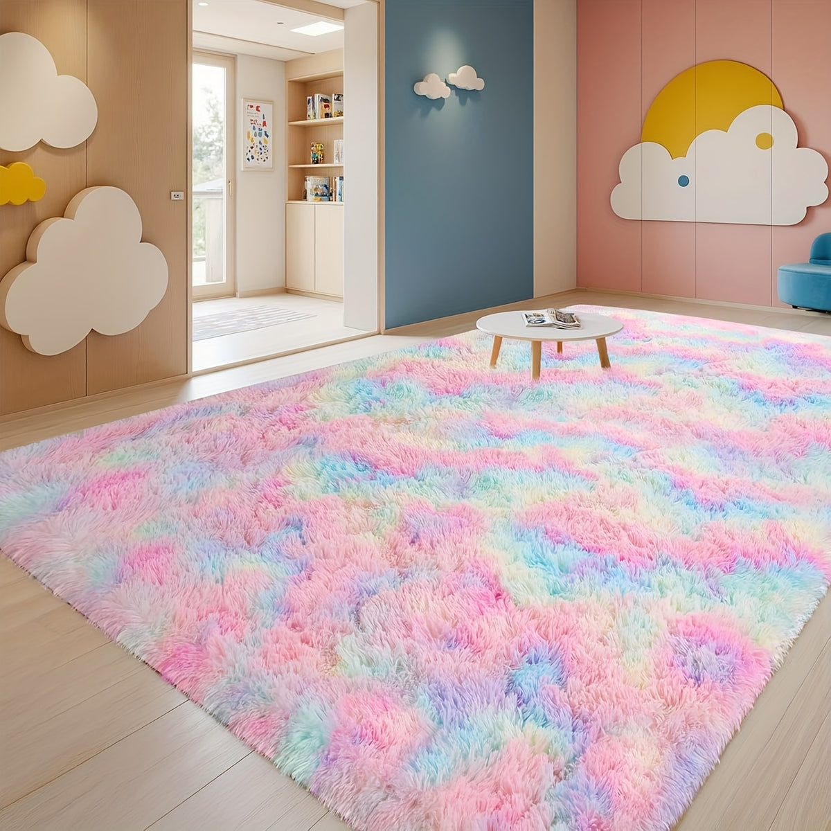 8x10 Feet Luxury Plush Large Rug For Living Room, Fuzzy Plush Large Area Rug, Fluffy Modern Non Slip Soft Furry Carpet For Bedroom Study Room Teens Dorm Home Decor Christmas Gift