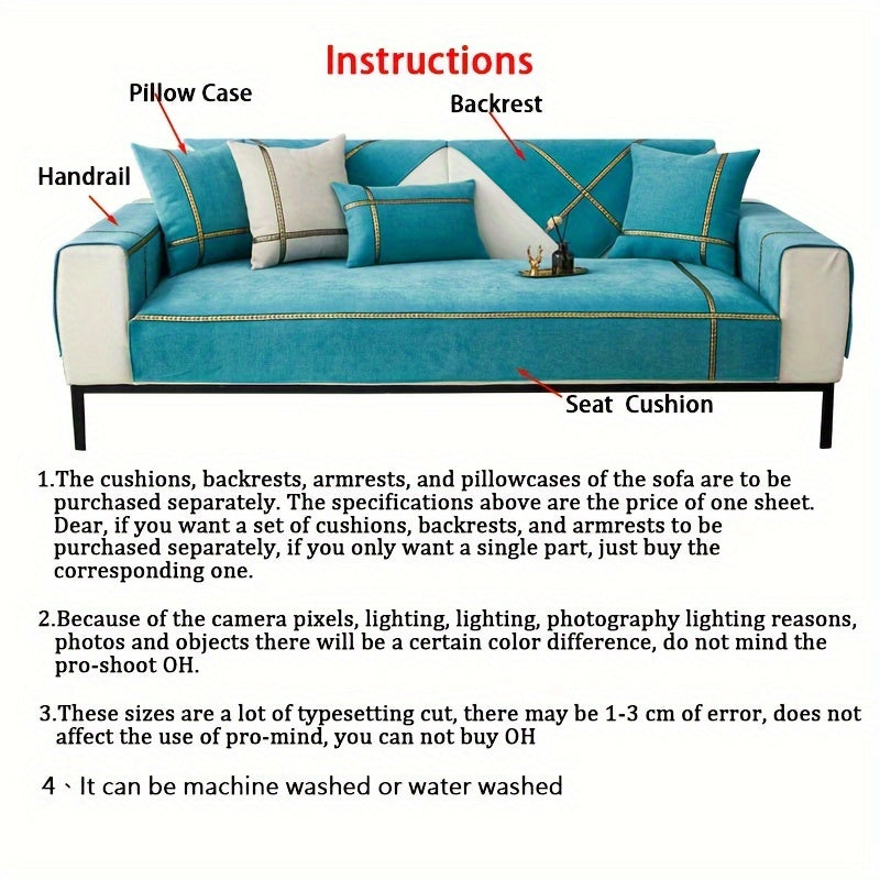 1pc of Elegant Sofa Cover, a Pet-Friendly Slipcover, Suitable for All Seasons, Made of Chenille, Designed to Protect Your Furniture in The Bedroom, Office, Or Living Room. (Pillowcases, Backrest, And Armrest Covers Are Sold Separately.)