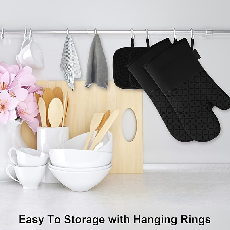 6pcs Oven Mitts And Pot Holders/ 1 Pair Oven Mitts, Kitchen Oven Glove High Heat Resistant Oven Mitts And Potholder With Non-Slip Surface For Cooking, Mother'S Day Gift