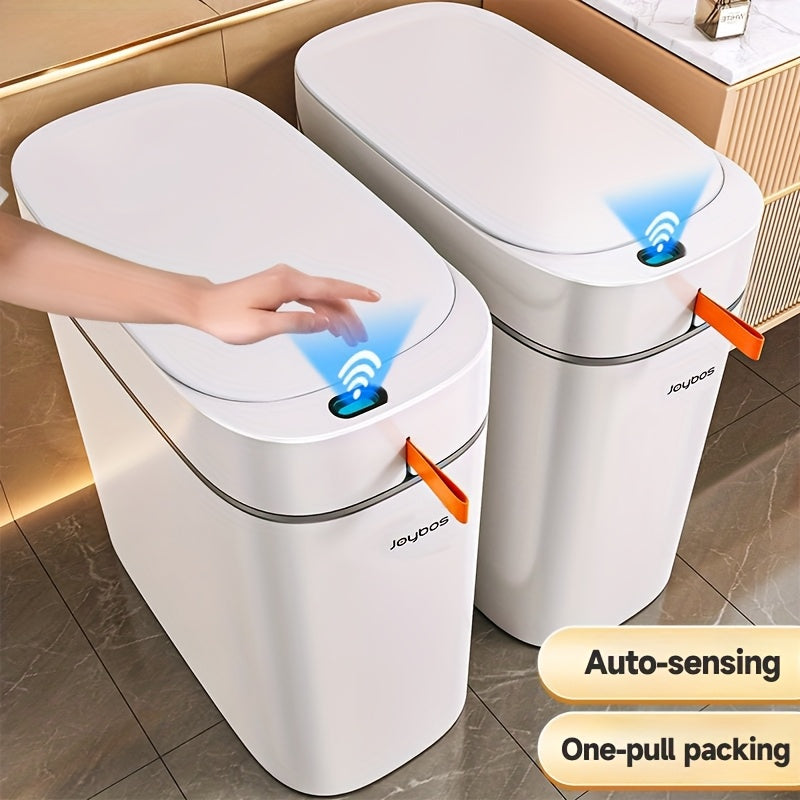 1pc/2pcs/3pcs Self-Emptying Trash Can with Drawstring Bags, Hands-Free Pull-Out Design, 3.8-Gallon Capacity – Ideal for Home, Bathroom, Kitchen, Bedroom & Dorm Room Decor and Accessories