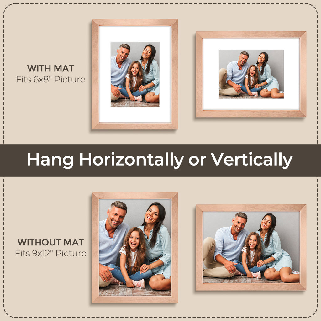 3 Pack 6x8/8x10/9x12/11x14/16x20 Picture Frames Set with Mat or without Mat, Engineered Wood Photo Frames with Plexiglass, for Wall or Tabletop Display - Gallery Wall Frames, Office Home Decor,Poster Frames