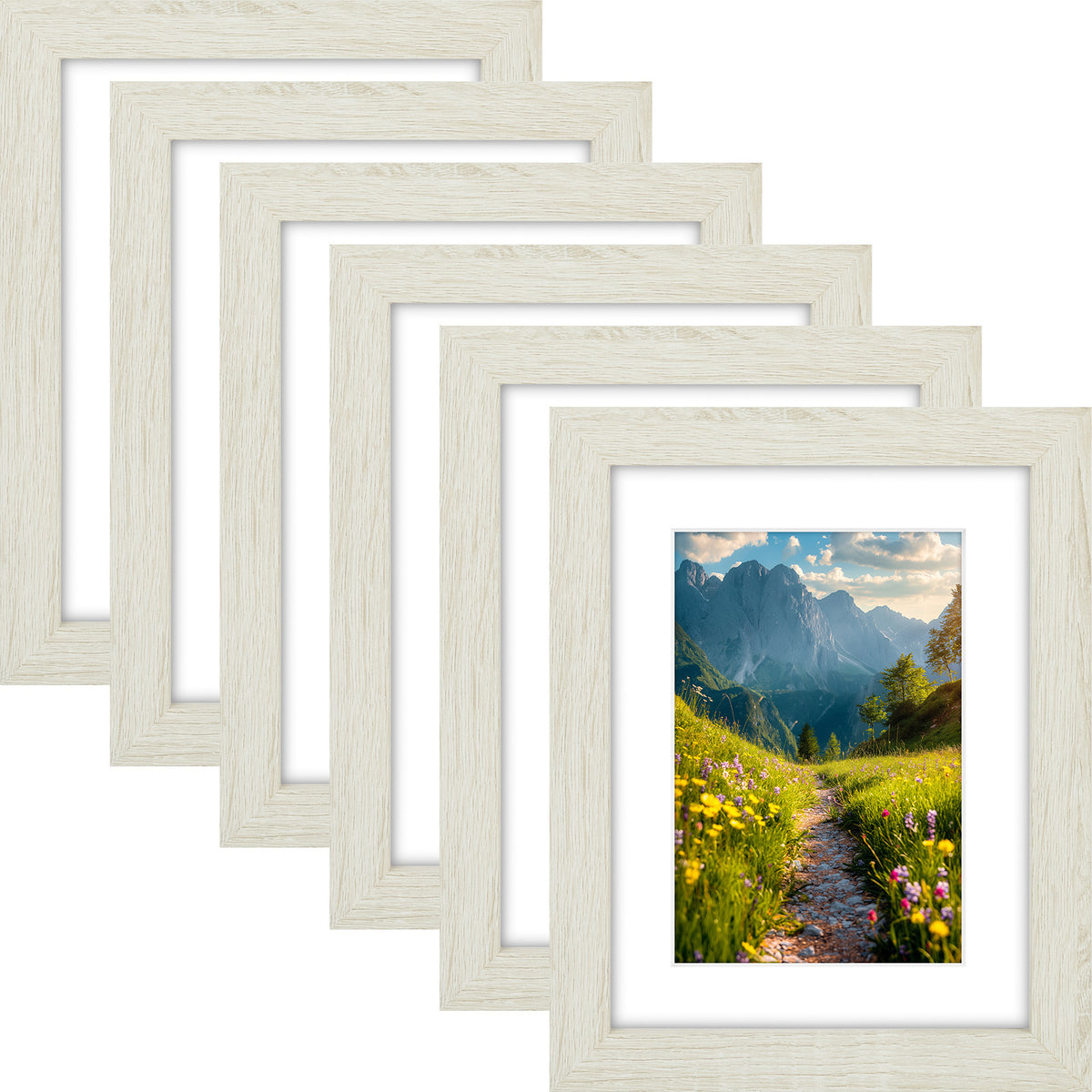 6 Packs 6x8/8x10/9x12/11x14/16x20 Picture Frames Set, Engineered Wood Gallery Wall Frame Set with Plexiglass - Wall Mounting or Tabletop Display